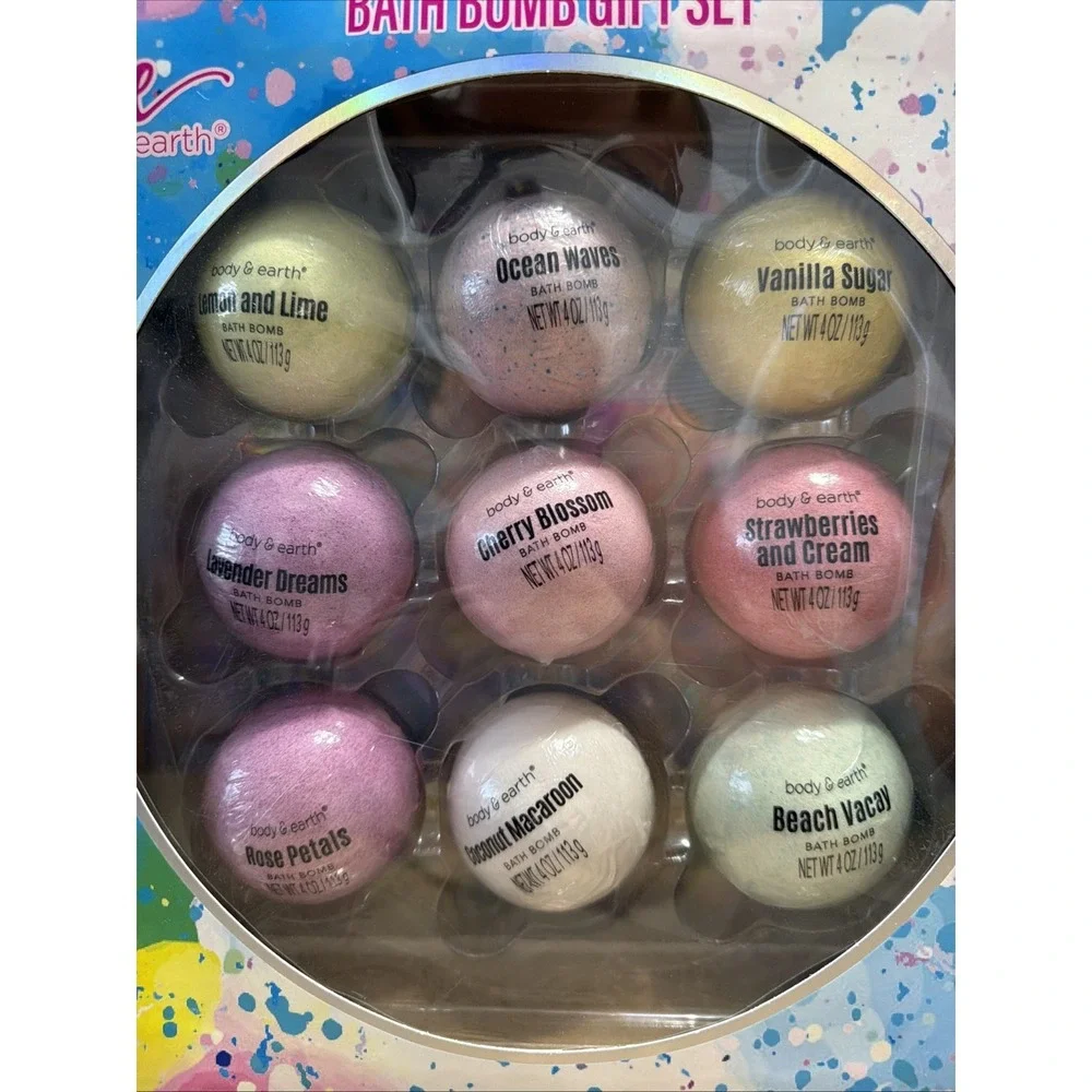 Bath Bombs Gift Set Body and Earth 9 Count 4oz each NEW Body‎ & Earth